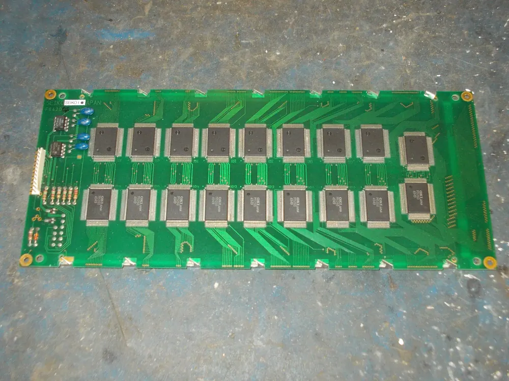 Close-up of LCD module rear board and labels