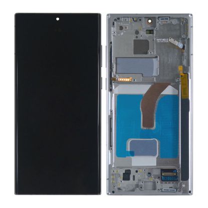 For Samsung Galaxy S22 Ultra 5G AMOLED Display Assembly with Frame - White