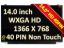LP140WHU(TL)(B3) LCD Screen HD 1366x768 Display 14.0"