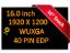 B160UAK01.0 16.0" 1920X1200 Replacement Display Panel Touch LCD 40 pins Screen