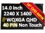 NV140DRM-N62 Non-Touch Led Lcd Screen 14" 2240x1400 40 Pin