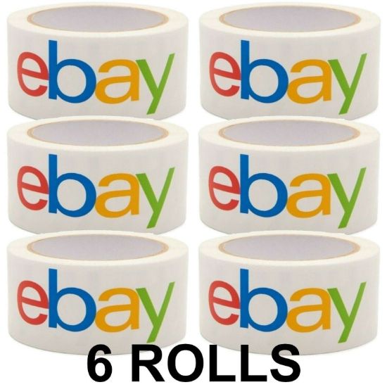 Six (6) Rolls eBay Branded Logo BOPP Shipping Tape 75 yards x 2 " New Sealed.