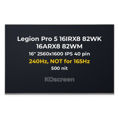Lenovo Legion Pro 5 16IRX8 82WK 16ARX8 82WM 240Hz screen replacement